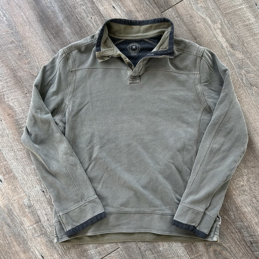 Carbon 2 Cobalt Henley Sweater 3-Button Pullover Long-Sleeve Men's Size M Grey